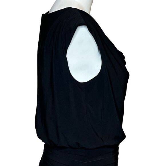 Adrianna Papell black cowl neck shutter pleat dress size 6 - Picture 7 of 16